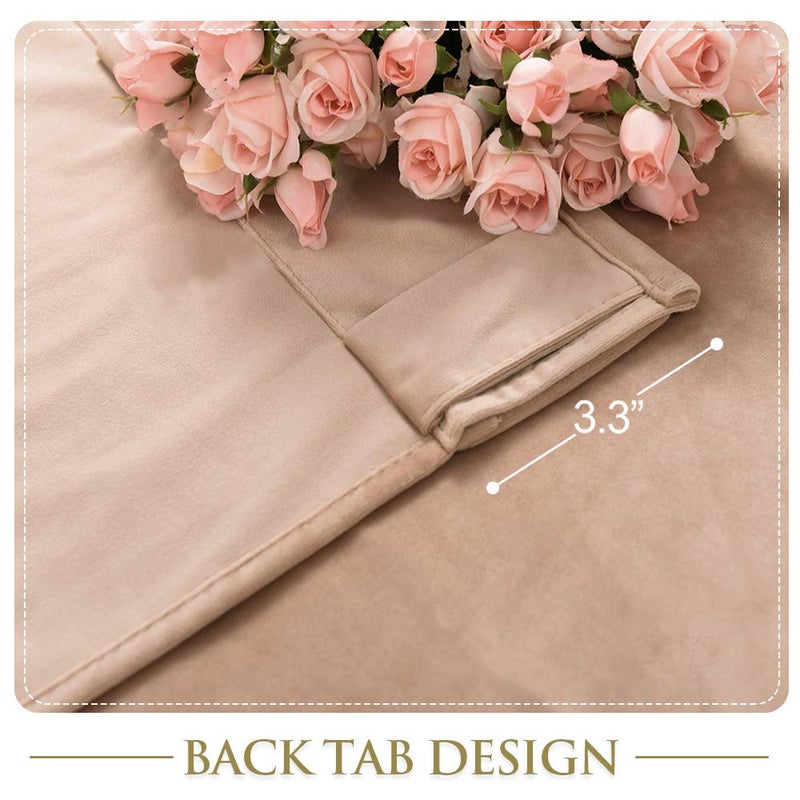 StangH Blush Beige Velvet Curtains Light Blocking Kids Curtains for Girls Bedroom, Rod Pocket Back Tab Privacy Thermal Insulated Drapes for Nursery/Classroom, W52 x L84 inches, 2 Panels - Image 4